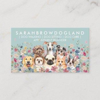 dog grooming sitter walker appointment greenery business card