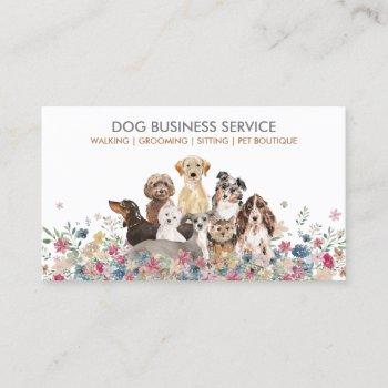 dog grooming walking sitting service elegant business card