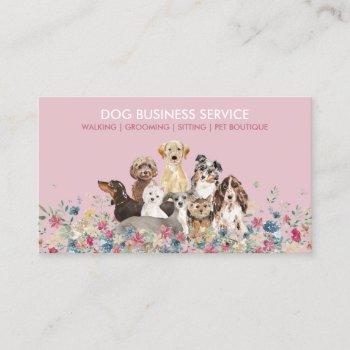 dog grooming walking sitting service pink business card