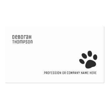 Small Dog Paw Simple Pet Business Card Front View