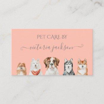 dog pet care service pet sitting watercolor busine business card