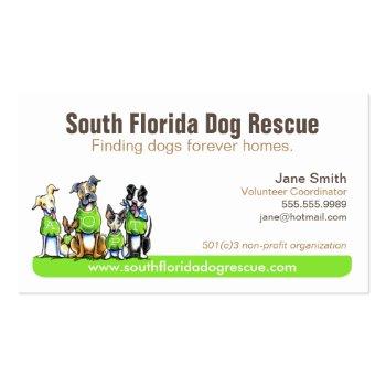 Small Dog Rescue Non Profit Green Tagline Business Card Front View