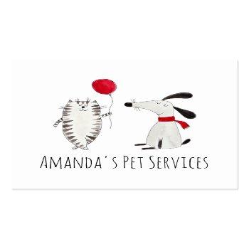Small Dog Sitter Cat Sitter Pet Services Grooming Cute Square Business Card Front View