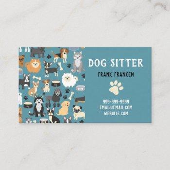 dog sitter dog walker puppy pattern business card