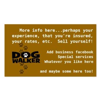 Small Dog Walker Fully Customizable Business Card Back View
