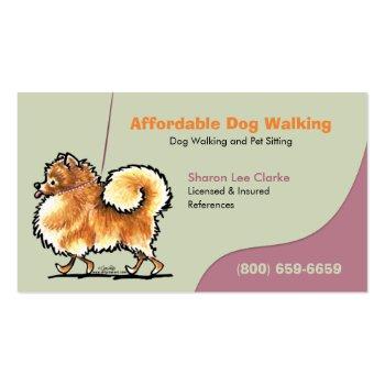 Small Dog Walker Pet Business Pomeranian Business Card Front View