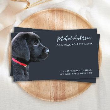 dog walker pet sitting modern black labrador  business card