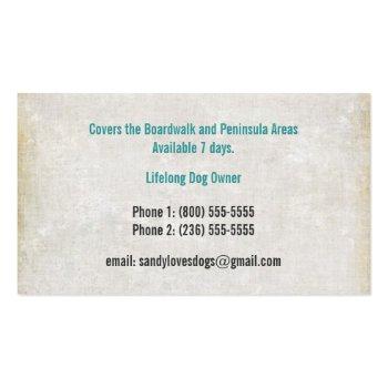Small Dog Walker Walking Pet Sitting Services Business Business Card Back View