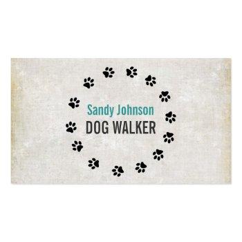 Small Dog Walker Walking Pet Sitting Services Business Business Card Front View