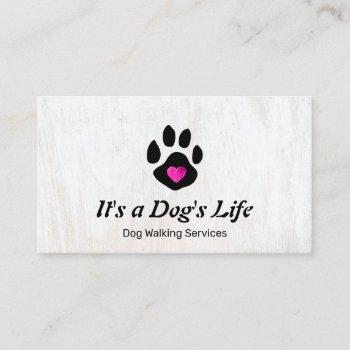 dog walking paw with heart  business card