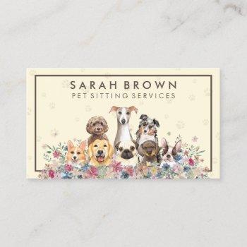 dogs paws frame yellow cute pet business card