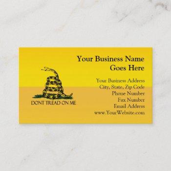 Small Don't Tread On Me, Yellow Gadsden Flag Ensign Business Card Front View