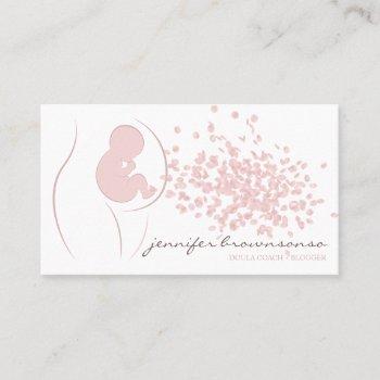 doula birth coach pregnant simple pink business card