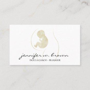 doula birth school pregnant gold baby newborn business card