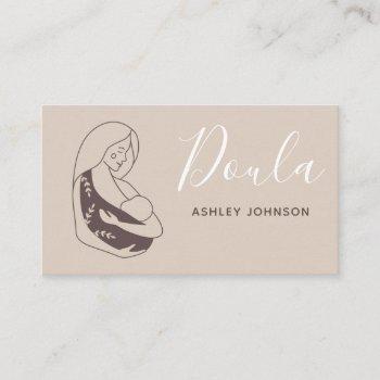 doula midwife birth coach boho neutral pastel baby business card
