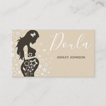 doula midwife birth coach floral women silhouette business card