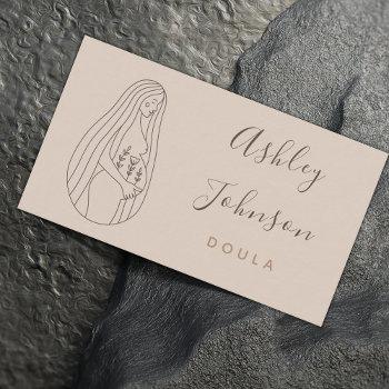 doula midwife birthing coach pregnant lady lineart business card