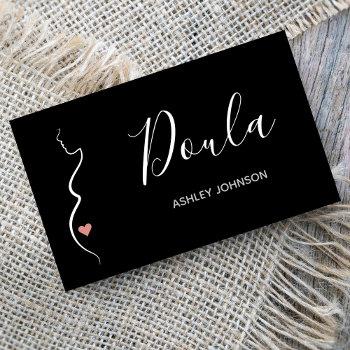 doula simple minimal clean black & white classic business card