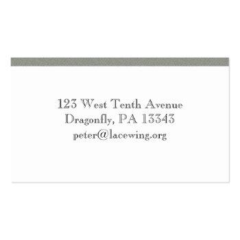 Small Dragonfly Business Card | Gray Faux Flannel Back View