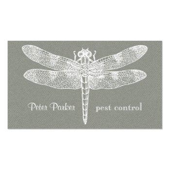 Small Dragonfly Business Card | Gray Faux Flannel Front View