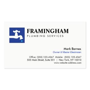 Small Dripping Faucet Plumbing Plumbers Logo Business Card Front View
