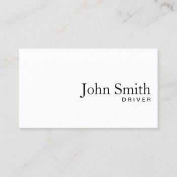 driver minimalist plain white  business card