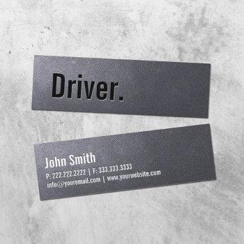 driver minimalist typography elegant black mini business card