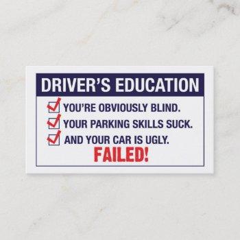 driver's education failed business card