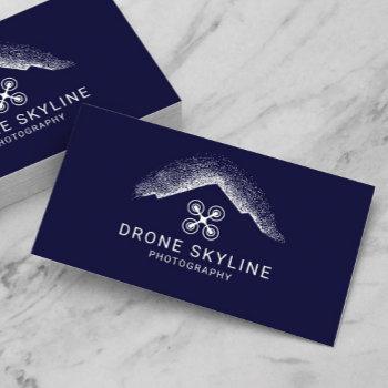 drone aerial photography navy blue photographer business card