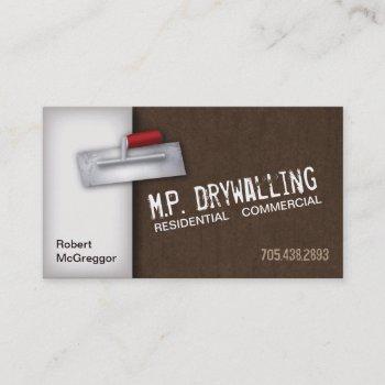 drywalling business card - trowel & brown texture