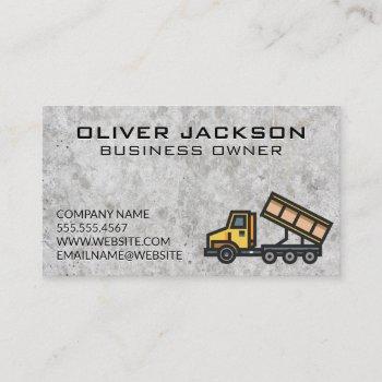 dump truck | concrete texture background business card