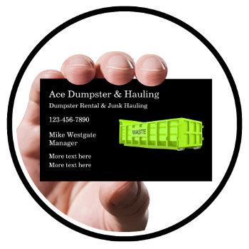 dumpster rental & trash hauling business card