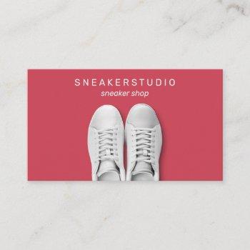 Small Dusty Pink Gym Walking Trekking Sport Sneaker Shoe Business Card Front View