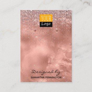 earring display rose gold faux foil & glitter logo business card