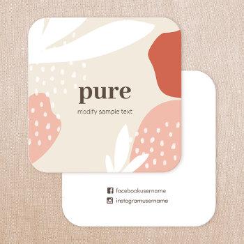 earthy modern abstract painted art shapes square business card