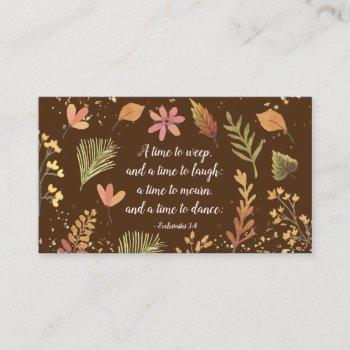 ecclesiastes 3:4, a time to weep, a time to laugh business card