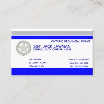 editable blue line police business card
