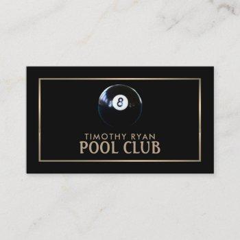 eight ball, pool club, pool player business card