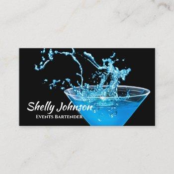 electric blue splash bartender and events caterer business card