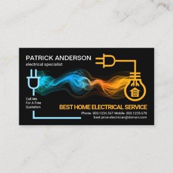 electric circuit lightning powers bulb electrician business card