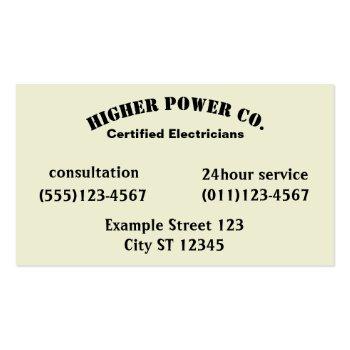 Small Electric Company - Electrician - Bolt Business Card Back View