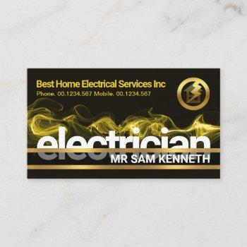 electrical lightning gold line box electrician business card