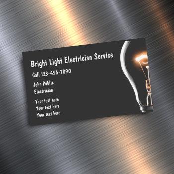 electrician bright light bulb business card magnet