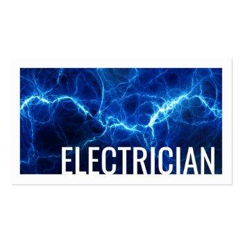 Small Electrician Electric Discharge Blue Business Card Front View