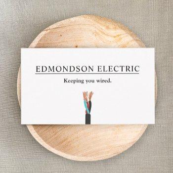 Small Electrician Electrical Wire Business Card Front View