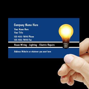 electrician lighting lightbulb business cards