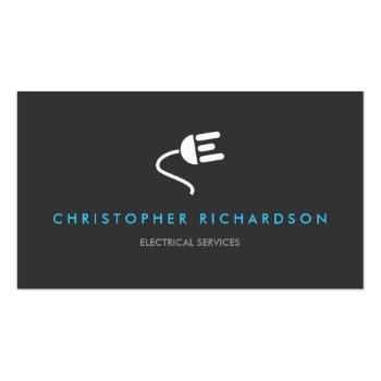 Small Electrician Logo Modern Business Card In Gray Front View