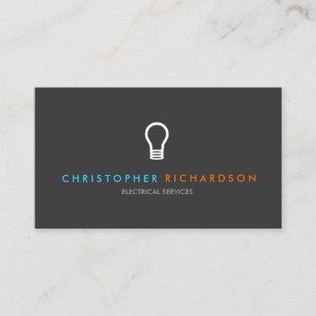 electrician logo with blue & orange text business card
