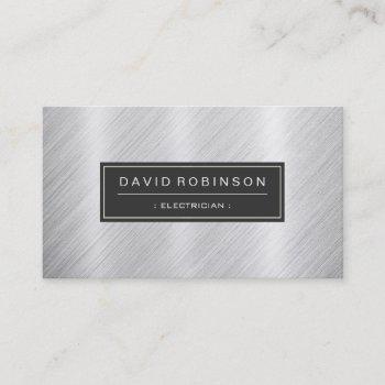 electrician - modern brushed metal look business card