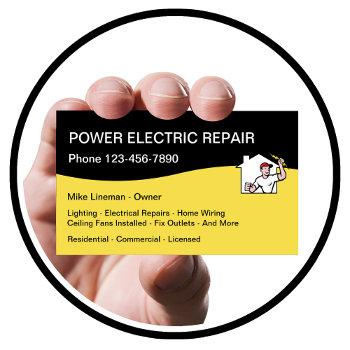 electrician power repair service business card
